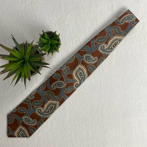 Christian Dior Monsieur Silk Paisley Pattern Neck Tie (Brown/Multicolor) - Picture 4 of 13